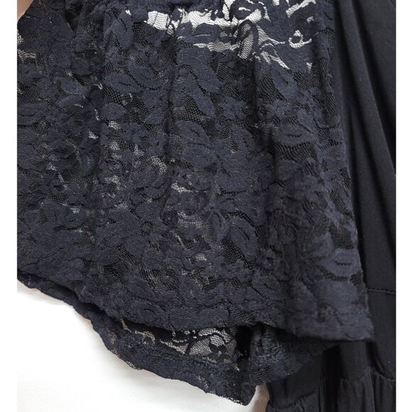 Torrid 2 Black Challis Cold Shoulder Lace Sleeve Hi-Lo Dress 2X 18 20 - Picture 6 of 14